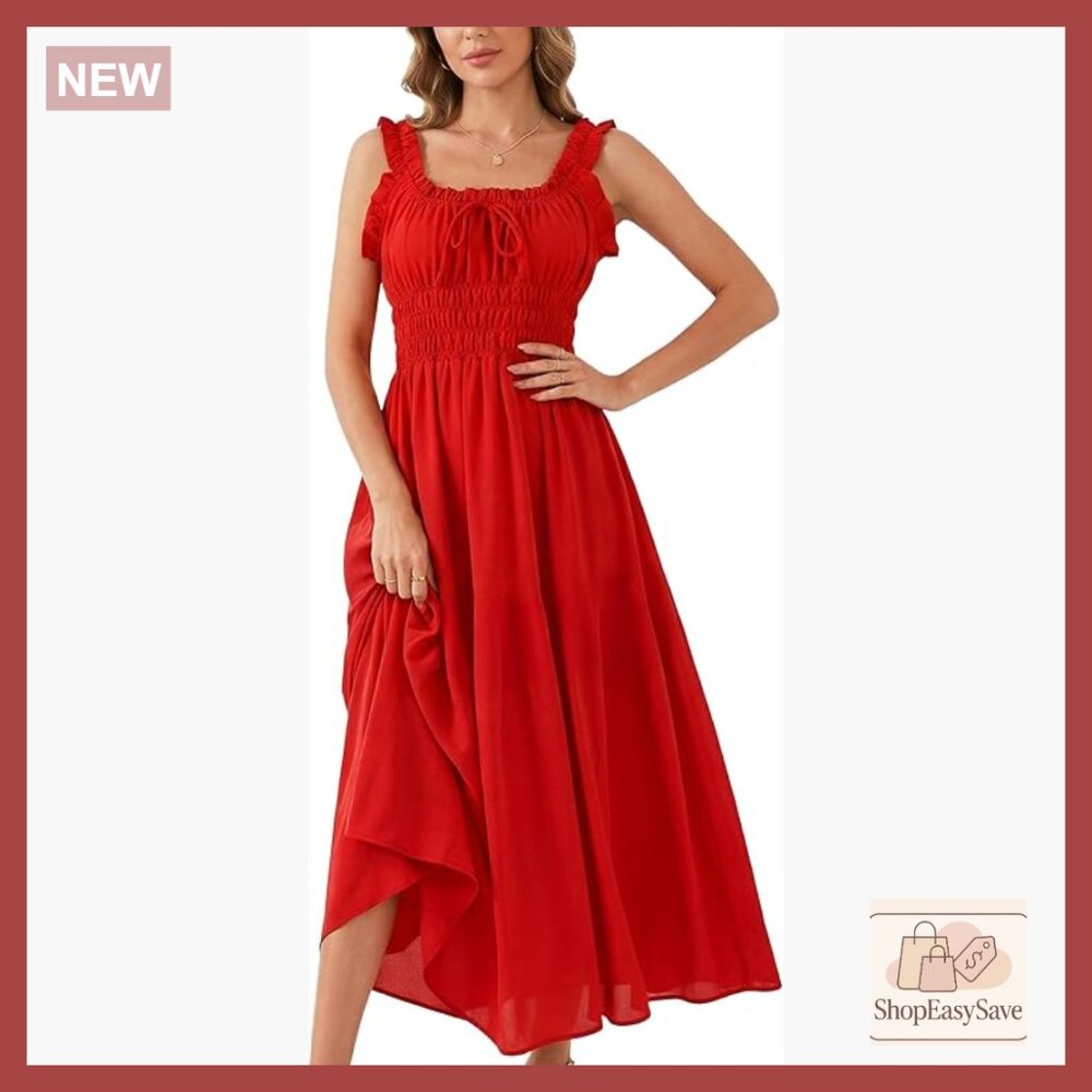 Sleeveless Maxi Sundress Flowy A-Line Smocked Waist Boho Chic Summer Casual